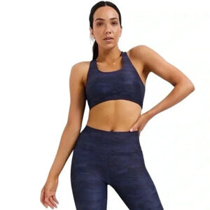ALLFENIX | Racerback Sport Bra | Deep Stone Navy Black | Compression | Small